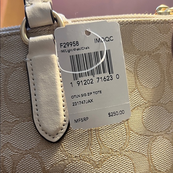 NWT Coach Tan and Cream Signature Tote - Picture 5 of 10